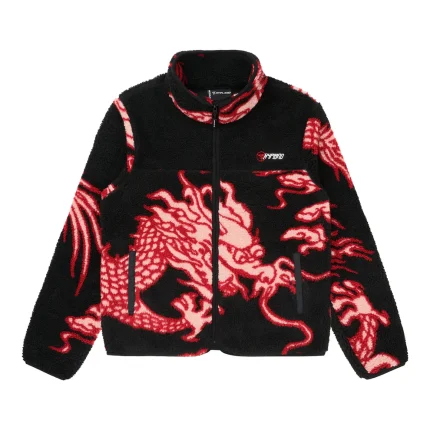 Black Year of the Dragon Sherpa Fleece Jacket